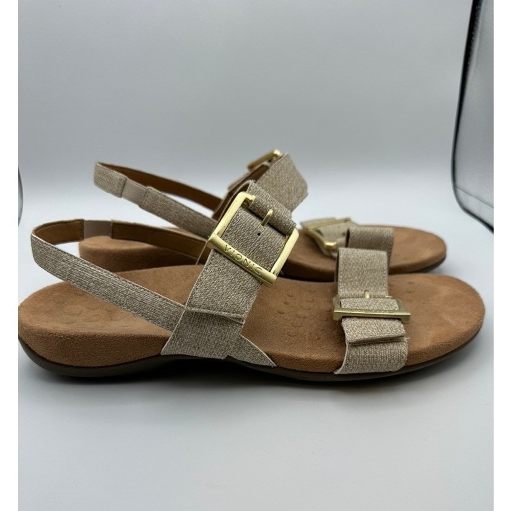 Vionic Slingback Sandals 11 Reese Womens Gold Metallic Buckle Comfort Arch - Picture 7 of 8